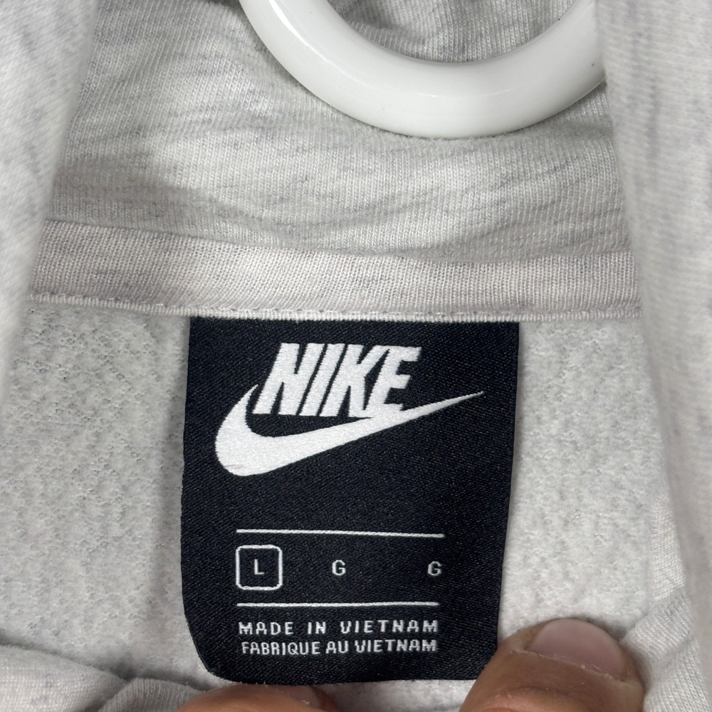 Nike Hoodie Womens L Grey Gold Glitter Logo Pullover‎ Sportswear Fleece Pocket - Picture 3 of 8